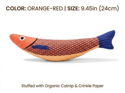 Interactive Plush Fish Cat Toy with Organic Catnip & Crinkle Paper - Bite-Resistant Kicking Toy for Indoor Cats (3 Colors)
